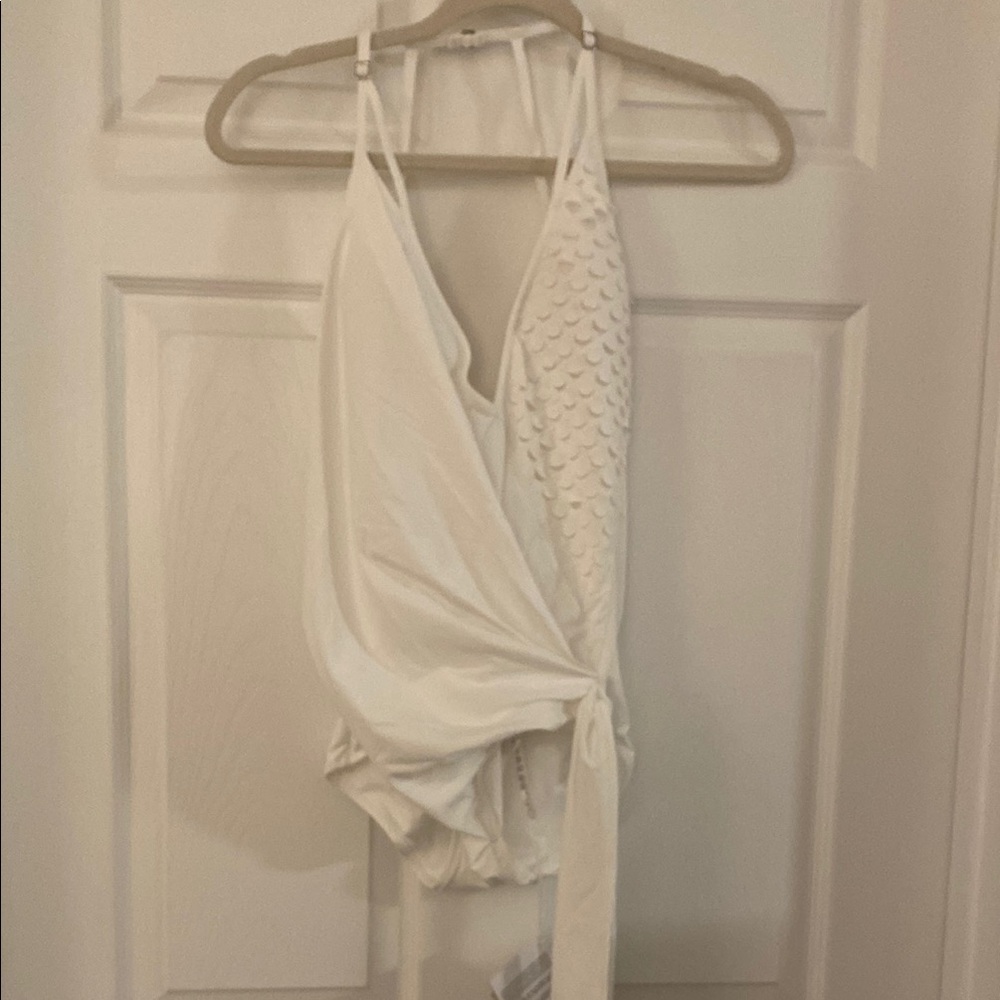 White One-Piece Swimsuit with Textured Design